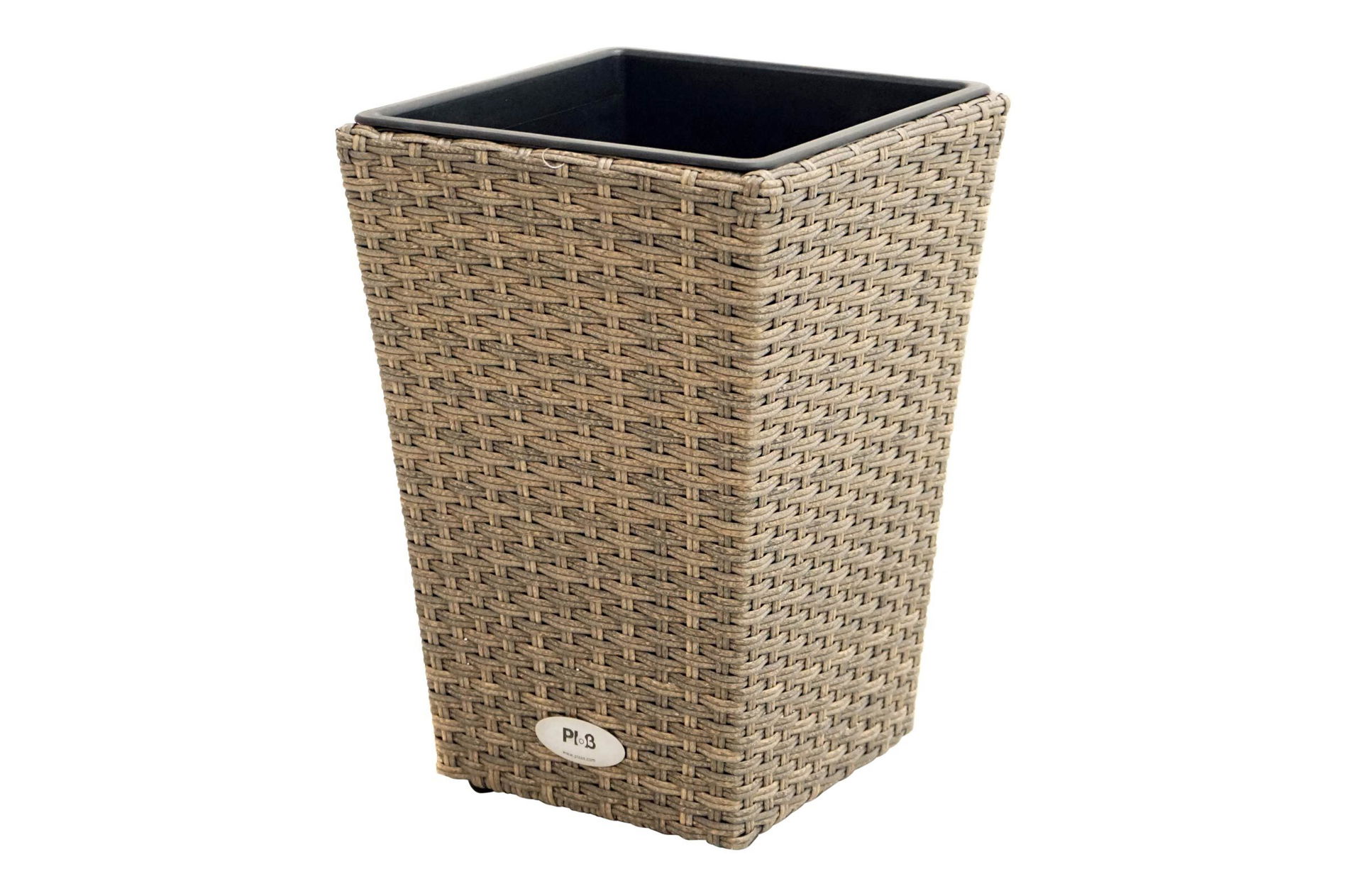 Ploß Rabida Fioriera, champagne screziato, Polyrattan, conica, 28x28x40 cm, Inserto in plastica