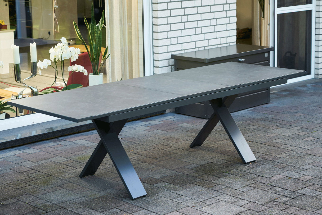 HARTMAN Modello esclusivo Xanadu Tavolo allungabile, xerix, alluminio / vetro-ceramica, 220/280 x 100 cm, struttura a X 20403__1