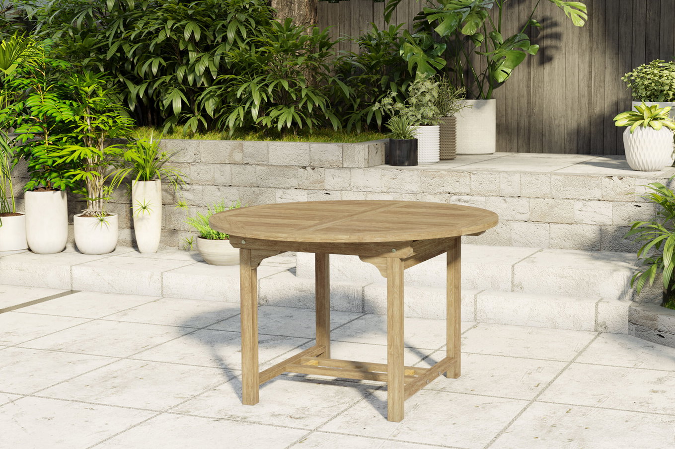 OUTFLEXX Dallas Tavolo allungabile, naturale, legno di teak, 120/170 x 120 cm, finemente levigato 23526__1
