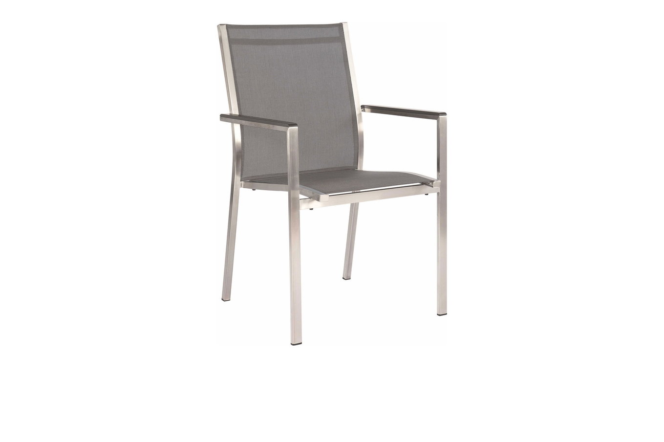 STERN Cardiff Poltrona impilabile, grigio argento, acciaio inox/textilene/braccioli in alluminio, 61x57x92 cm, impilabile 11604_2__1