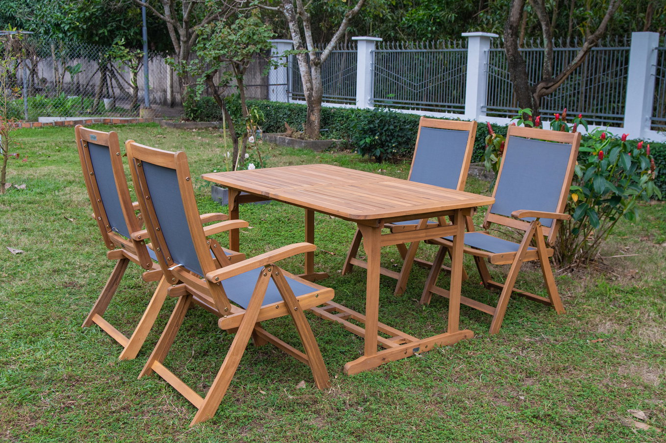 OUTFLEXX Set pranzo da giardino, 4 persone, allungabile, 180-240cm, Acacia/Textilene, certificato FSC® 22824__1