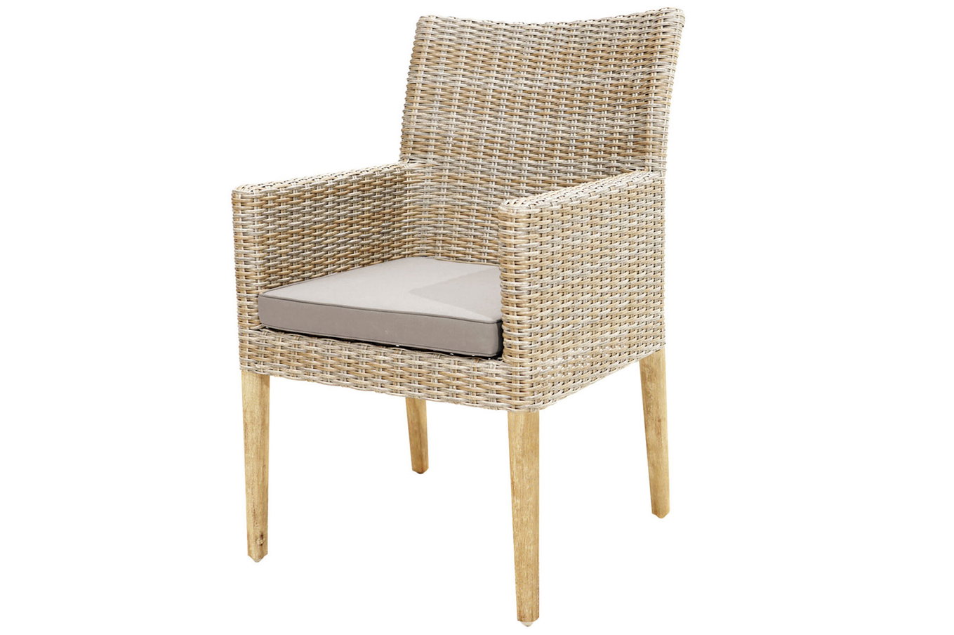 OUTFLEXX Borneo Poltrona stile country, beige mélange, polyrattan/acacia, 60x65x94cm, incl. cuscino, prodotto certificato FSC® 21620__1
