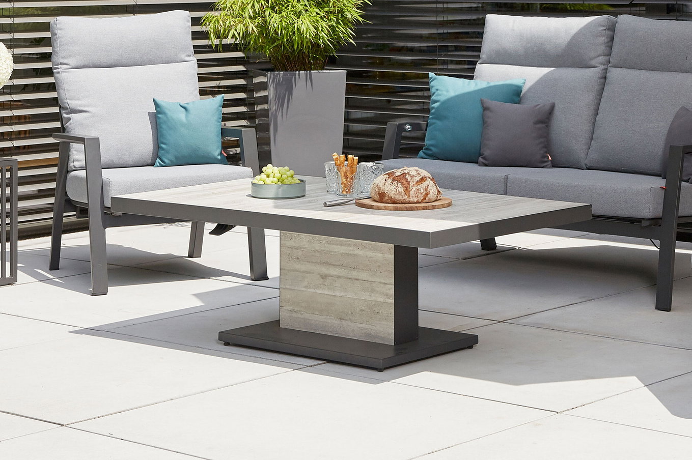 SIENA GARDEN Bellani Tavolo sollevabile, antracite opaco/pine grey, Alluminio/Ceramica, 140 x 85 cm, regolabile in altezza 22003__1