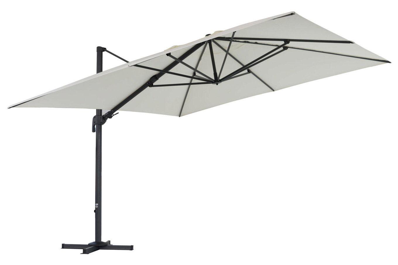 OUTFLEXX Sydney Ombrellone a braccio, antracite/crema, Alluminio/Poliestere, 350 x 350 cm, incl. supporto per lastre 20362__1