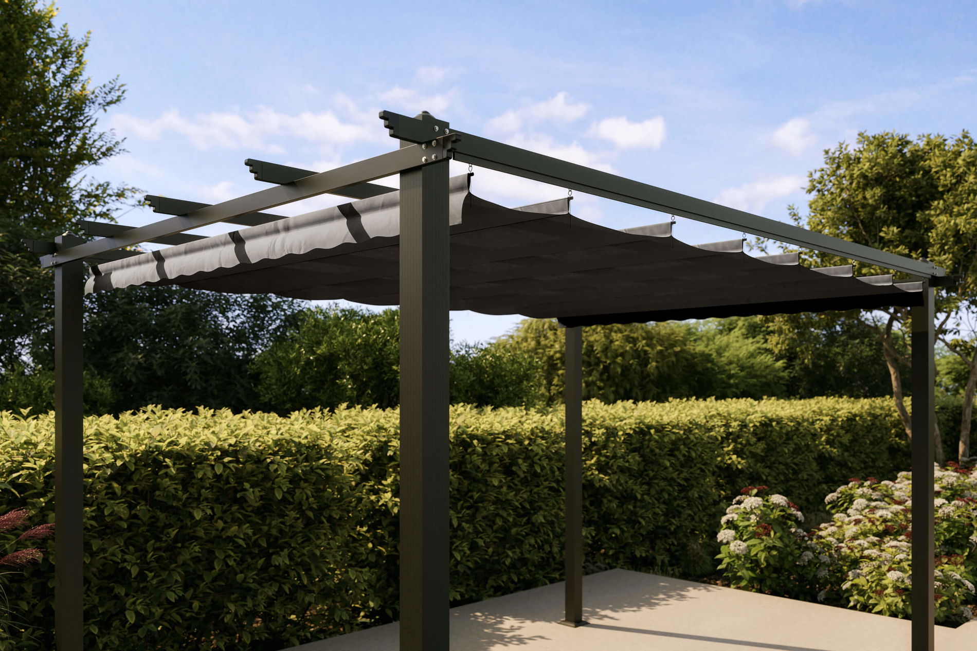 OUTFLEXX Tetto di ricambio per pergola a tetto piatto, antracite, poliestere, 4 x 3 m, protezione da intemperie e UV, con sistema Air-Vent