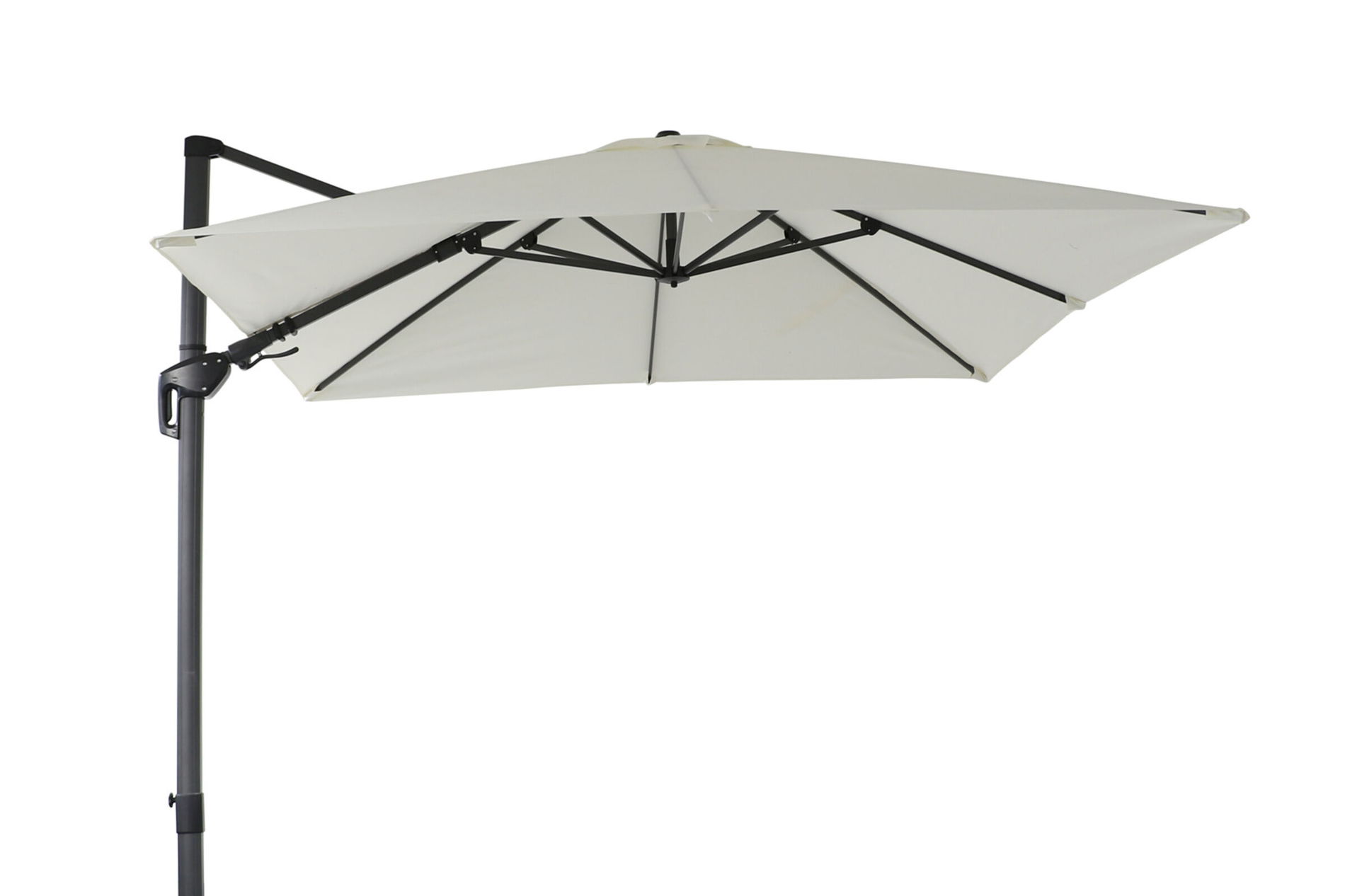 OUTFLEXX Sydney Ombrellone decentrato, crema, alluminio verniciato a polvere, 300 x 300 cm, funzione Twist, supporto per piastrelle incluso