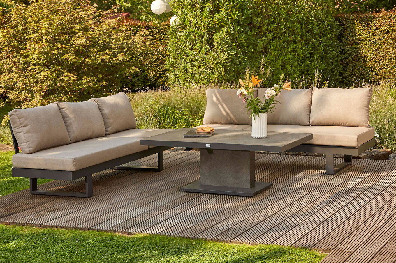 SIENA GARDEN Bellani Lifttisch, antracite opaco/grigio scuro, Alluminio/Ceramica, 140 x 85 cm, regolabile in altezza 22005__1