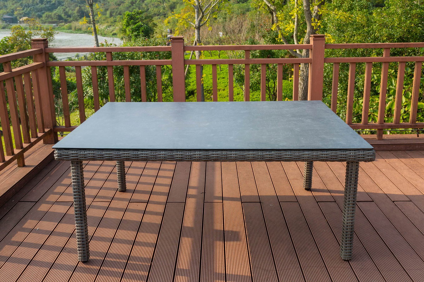 OUTFLEXX Dining tavolo, grigio, Polyrattan, 180 x 120 cm, piano del tavolo Spraystone, 8mm 20658__1