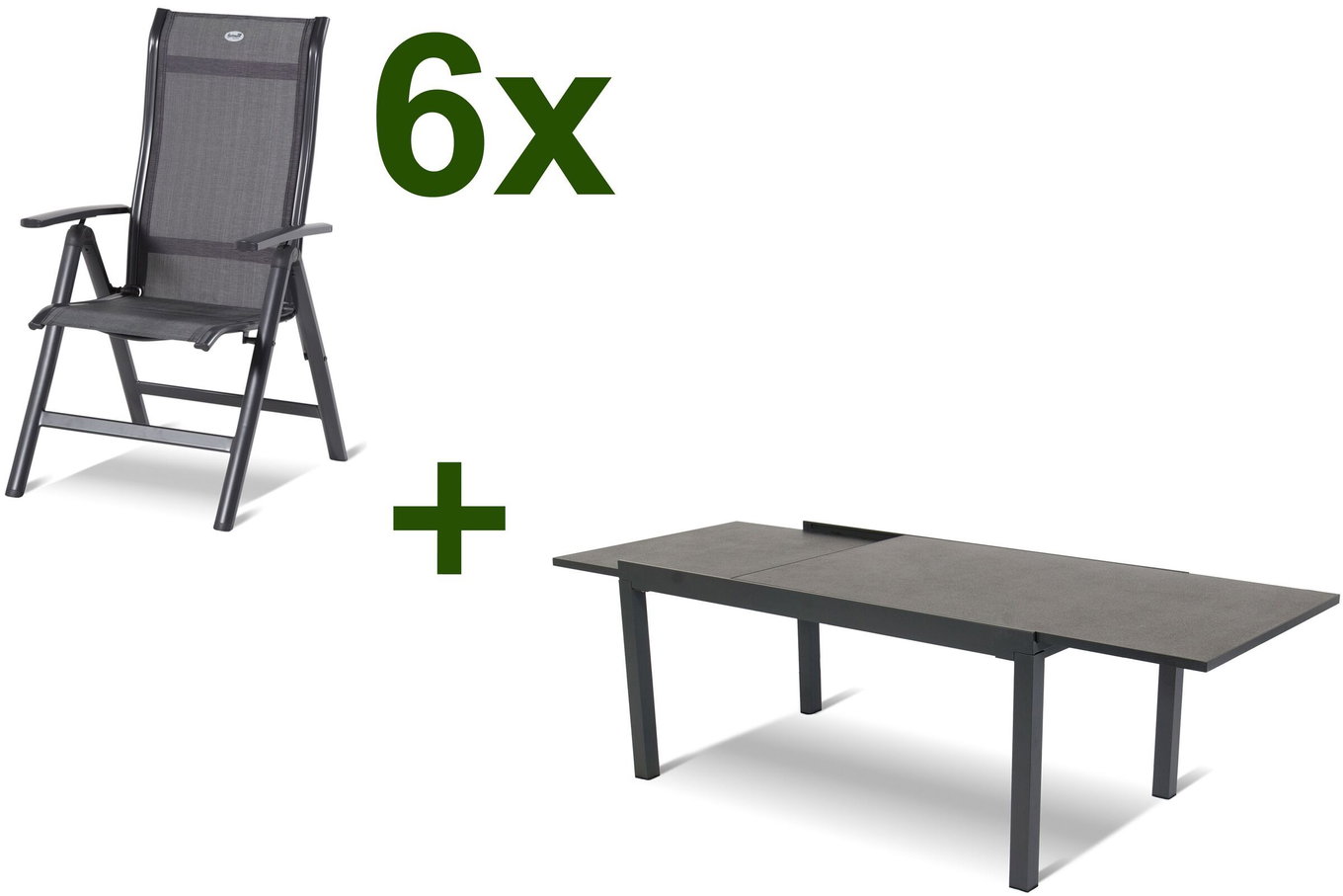 HARTMAN Set da pranzo da giardino, xerix-antracite, Alu/HPL, 260/160x90 cm, 6 poltrone con schienale alto 13960__1