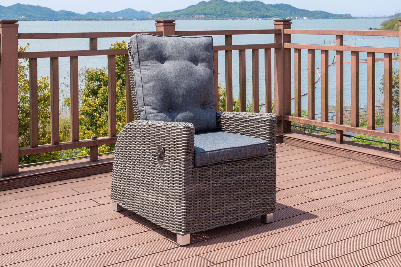 OUTFLEXX Poltrona da pranzo, grigio, polyrattan, 74 x 83 x 110 cm, angolazioni regolabile in modo continuo 18911__1