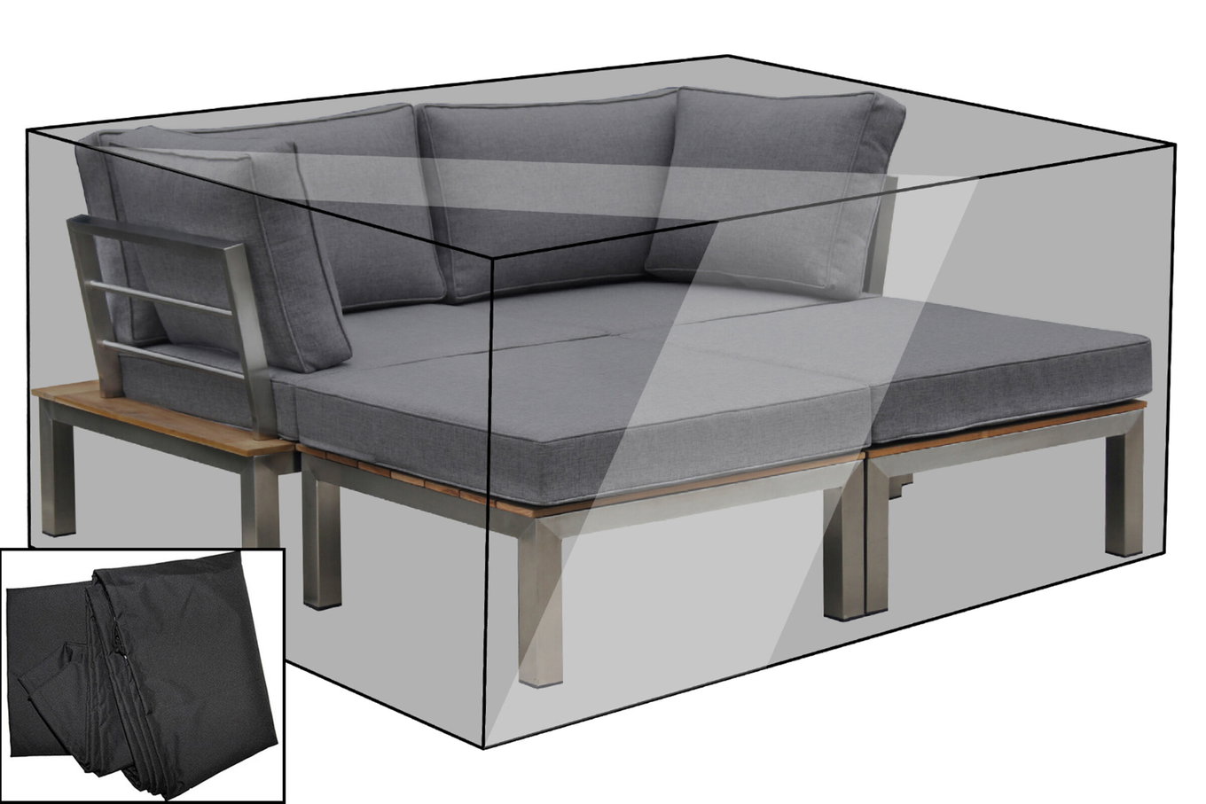 OUTFLEXX Copertura Premium, per salotto, ad es. 18297, nero, 161 x 151 x 63 cm, resistente all'acqua 18774__1
