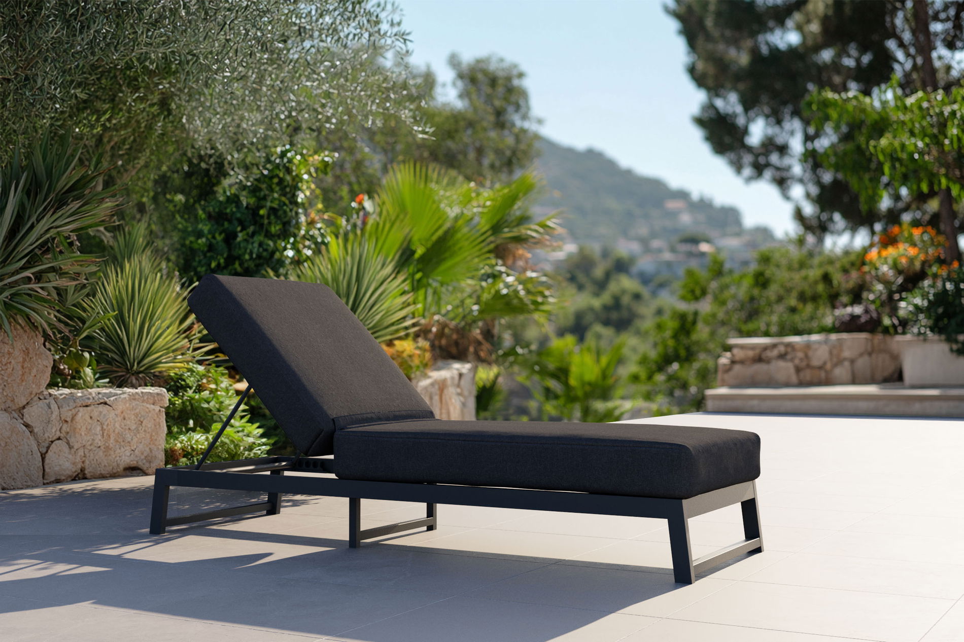 OUTFLEXX Allure Lettino, Lettino da giardino, antracite, alluminio e poliestere, 209 x 72 cm, ad asciugatura rapida, resistente alle intemperie