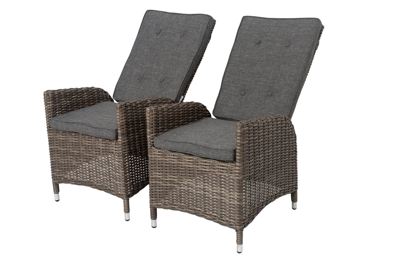 OUTFLEXX Set da 2 poltrone da pranzo, grigio, polyrattan, cad. 55 x 65 x 112 cm, schienale regolabile in modo continuo 18368__1