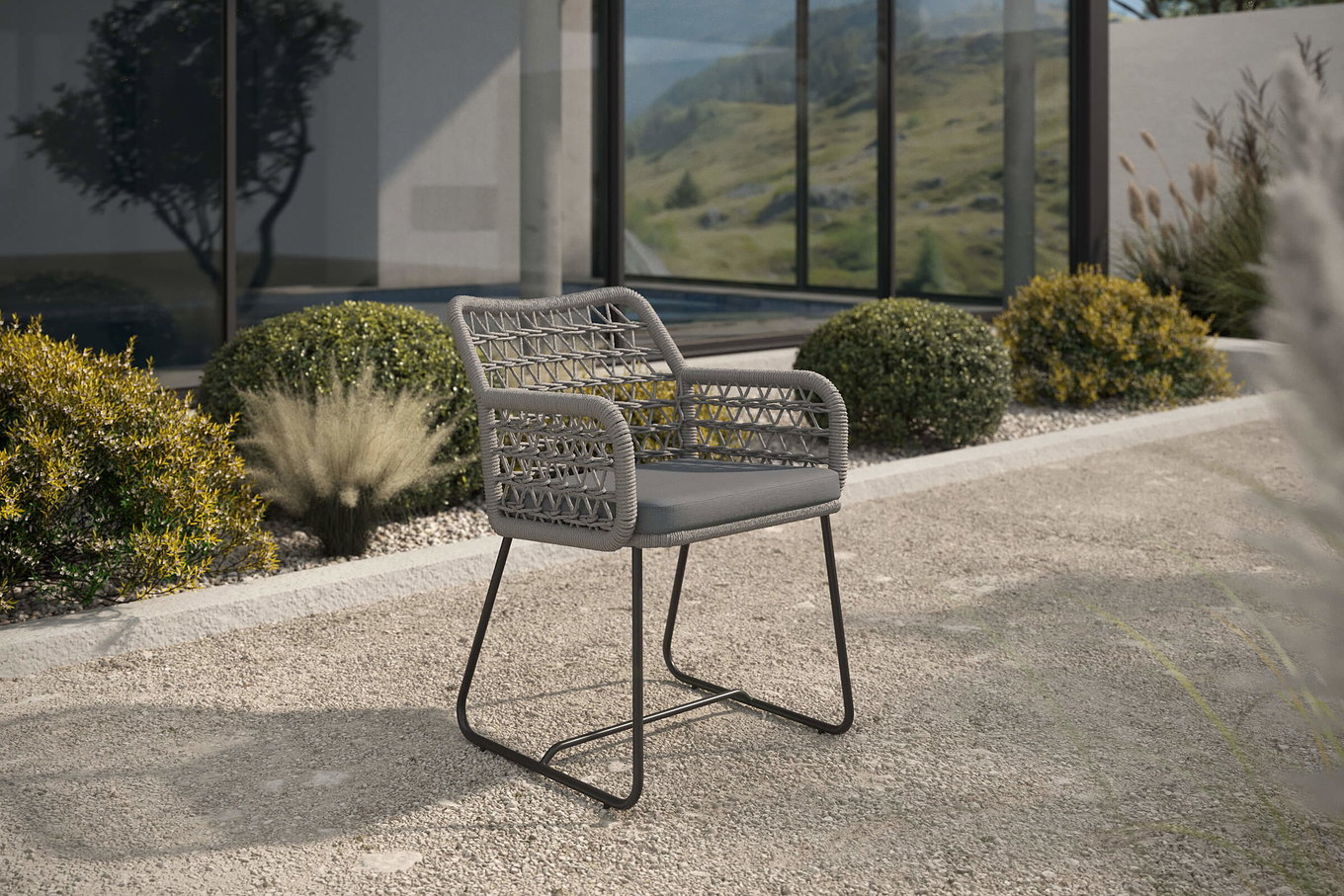 OUTFLEXX Verona Poltrona, grigio chiaro, Alu/Rope, 60 x 64 x 83 cm, incl. cuscini con cerniera 23535__1