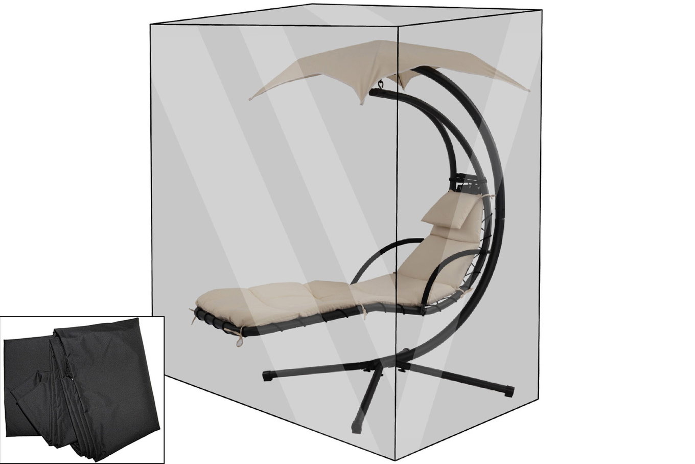 Copertura Premium OUTFLEXX per dondolo Leco, nero, impermeabile, 187 x 82 x 212 cm 13685__1