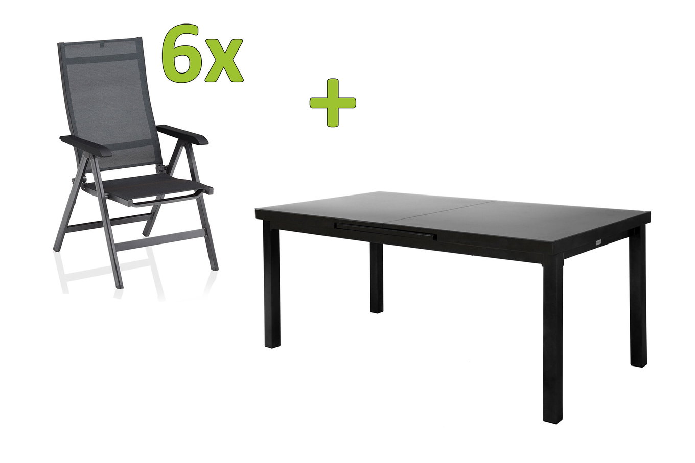 KETTLER BasicPlus Premium gruppo pranzo da giardino, antracite, Alu/Textilene, tavolo 180/240 cm, 6 sedie pieghevoli 31518__1