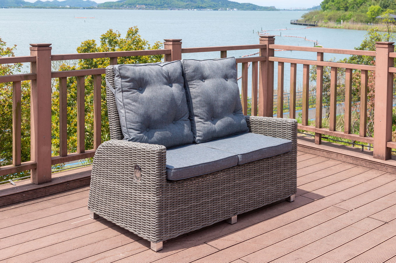 OUTFLEXX Divano Dining 2 posti, grigio, polyrattan, 148 x 83 x 110 cm, regolabile in modo continuo 18912__1