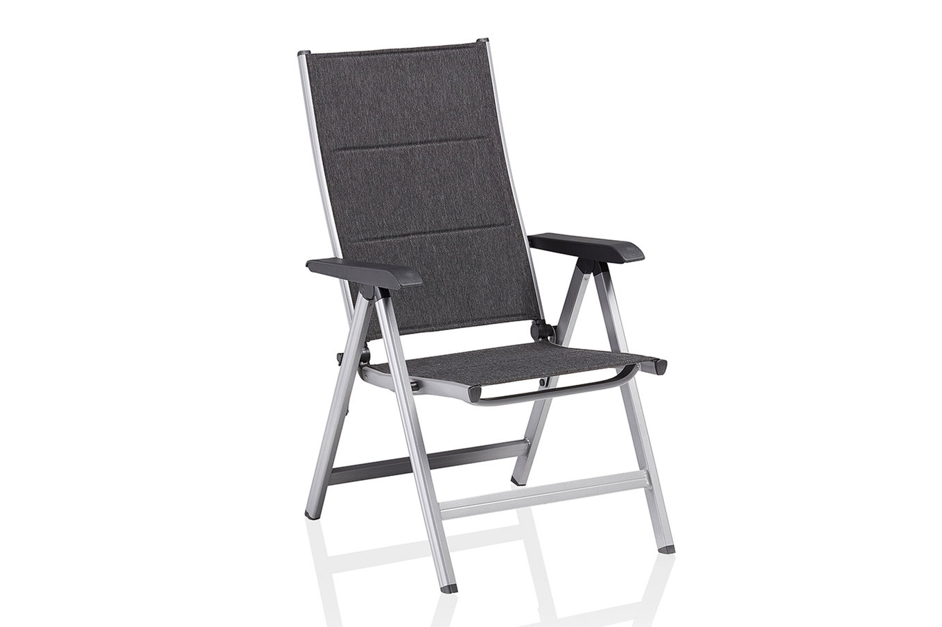 KETTLER BasicPlus Padded sedia pieghevole, argento/antracite, Alu/Textilene, 0301201-9000, angolazioni regolabili 22507__1
