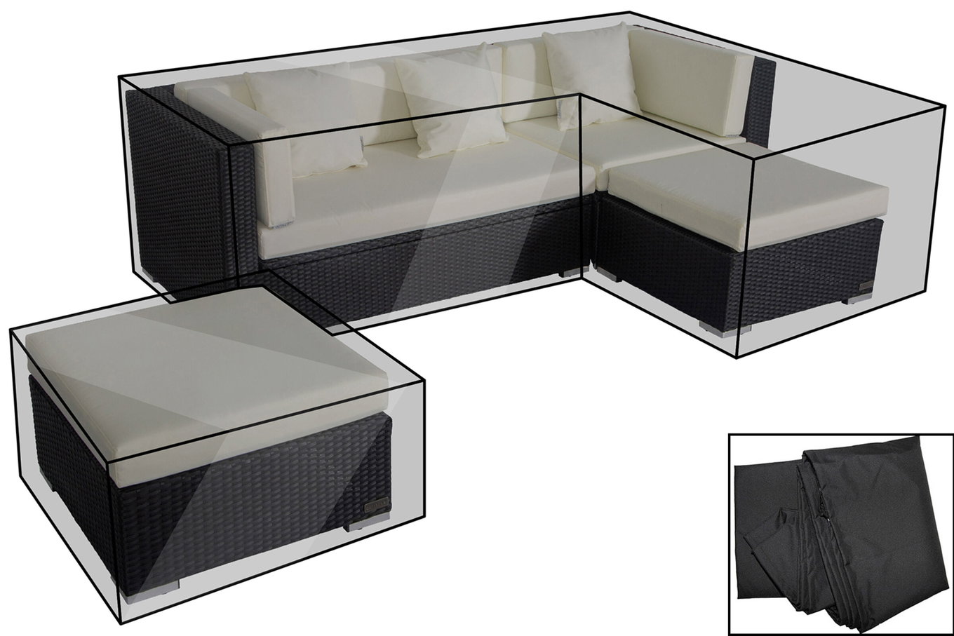 OUTFLEXX Set di coperture premium, per salotto theBox-A/-D: 18226/ 18227/ 18228/ 16068, nero, resistente all'acqua 18843__1