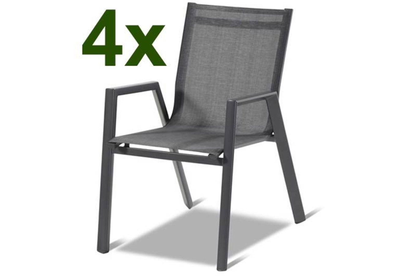 HARTMAN Set da 4 poltrone impilabili Aruba, xerix/antracite, alluminio/textilene, 75x55x88cm 18667__1