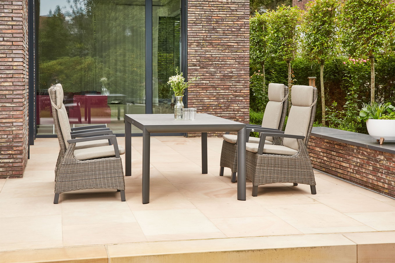 SIENA GARDEN Carlos/Corido Set da Pranzo da Giardino, charcoal grey, Alu/Gardino®-Intreccio/Ceramica, 180 x 100 cm, incl. 4 Sedie Dining 23763__1