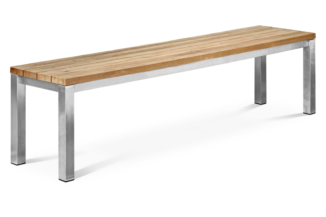 OUTFLEXX Panca da giardino, acciaio inox/teak riciclato, 160x40x45cm, spazzolata rustica, prodotto certificato FSC® 18316__1