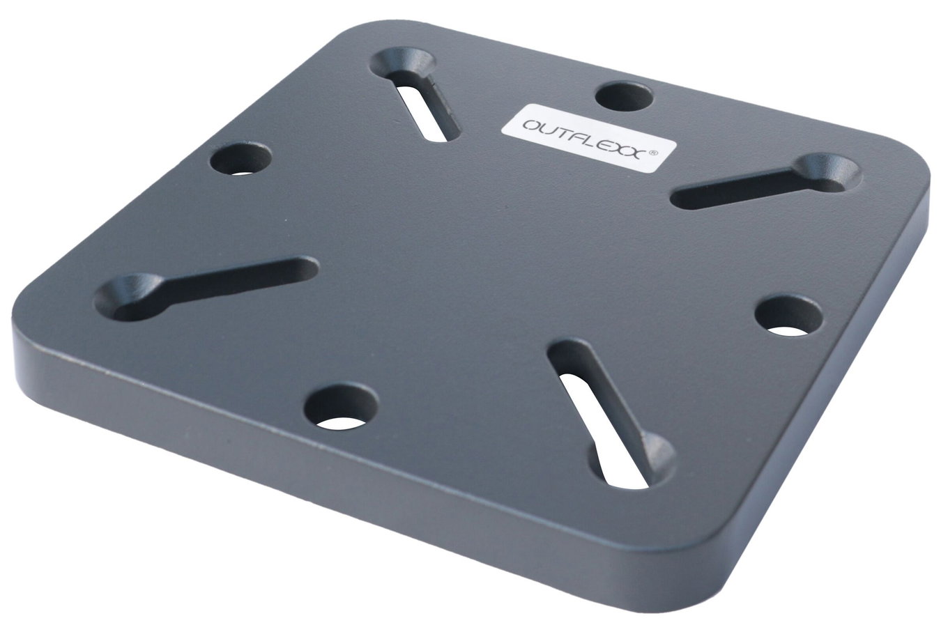 OUTFLEXX Piastra adattatore per base ombrellone e ancoraggio a terra, antracite, alluminio, 16x16x1,5cm, distanza fori 64-113mm 18885__1
