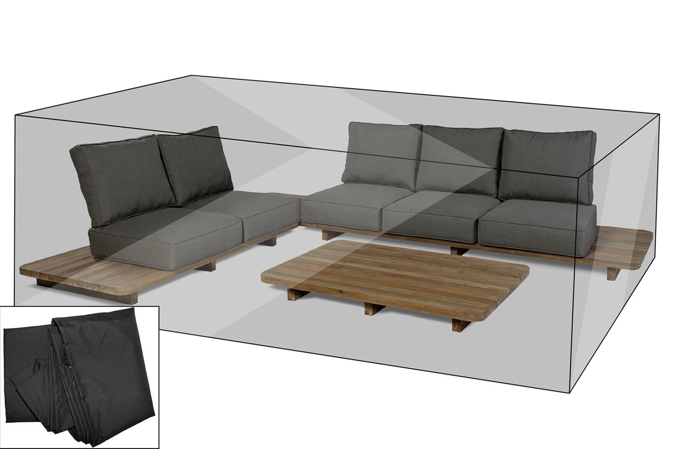 Copertura Premium OUTFLEXX per salotto, ad es. 20304, 279x359x60cm, resistente all'acqua, nero 21467__1