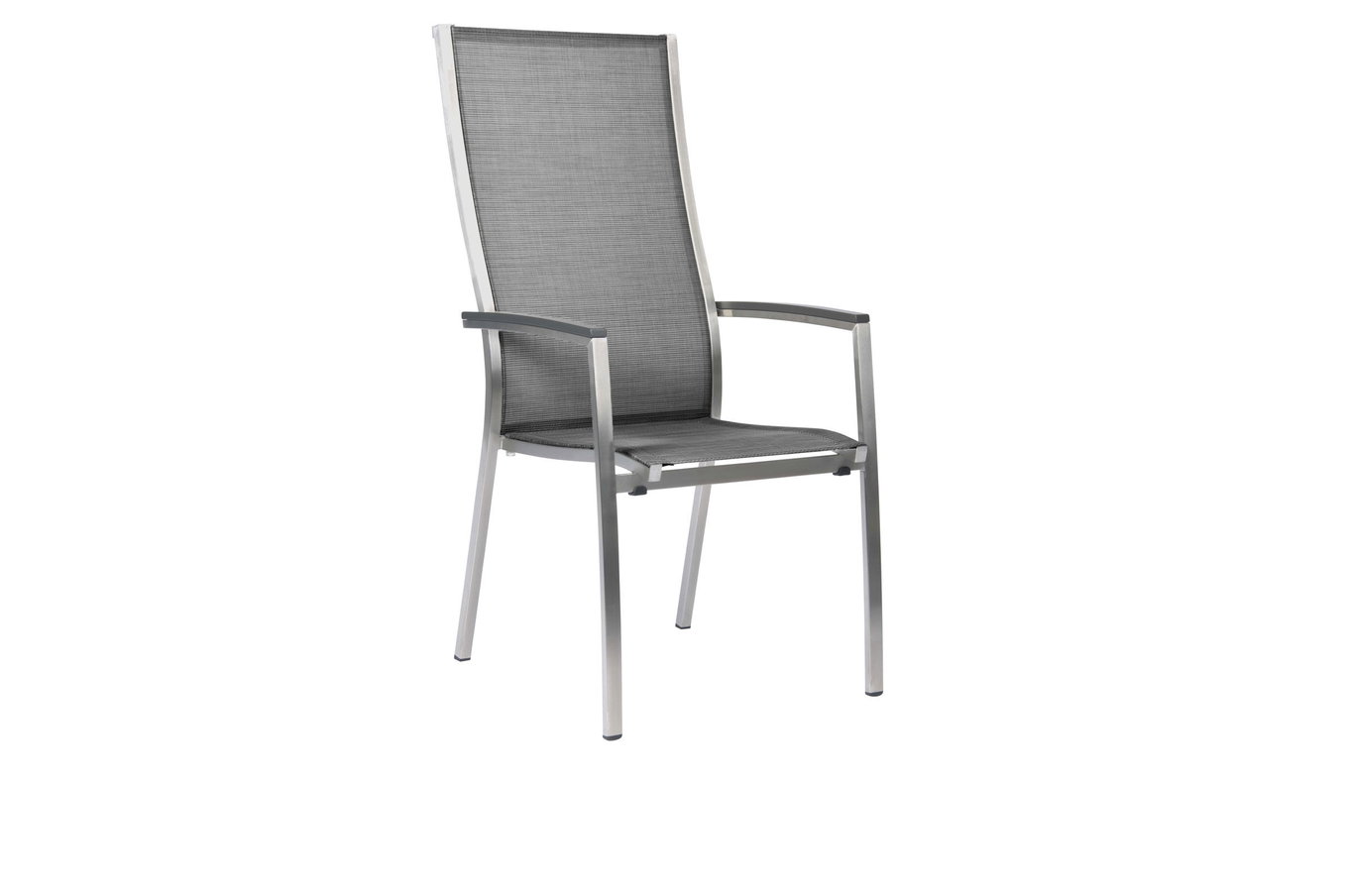 STERN Cardiff Poltrona impilabile, grigio argento, acciaio inox/textilene/braccioli in alluminio, 68,5x56x110 cm, impilabile 21901__1