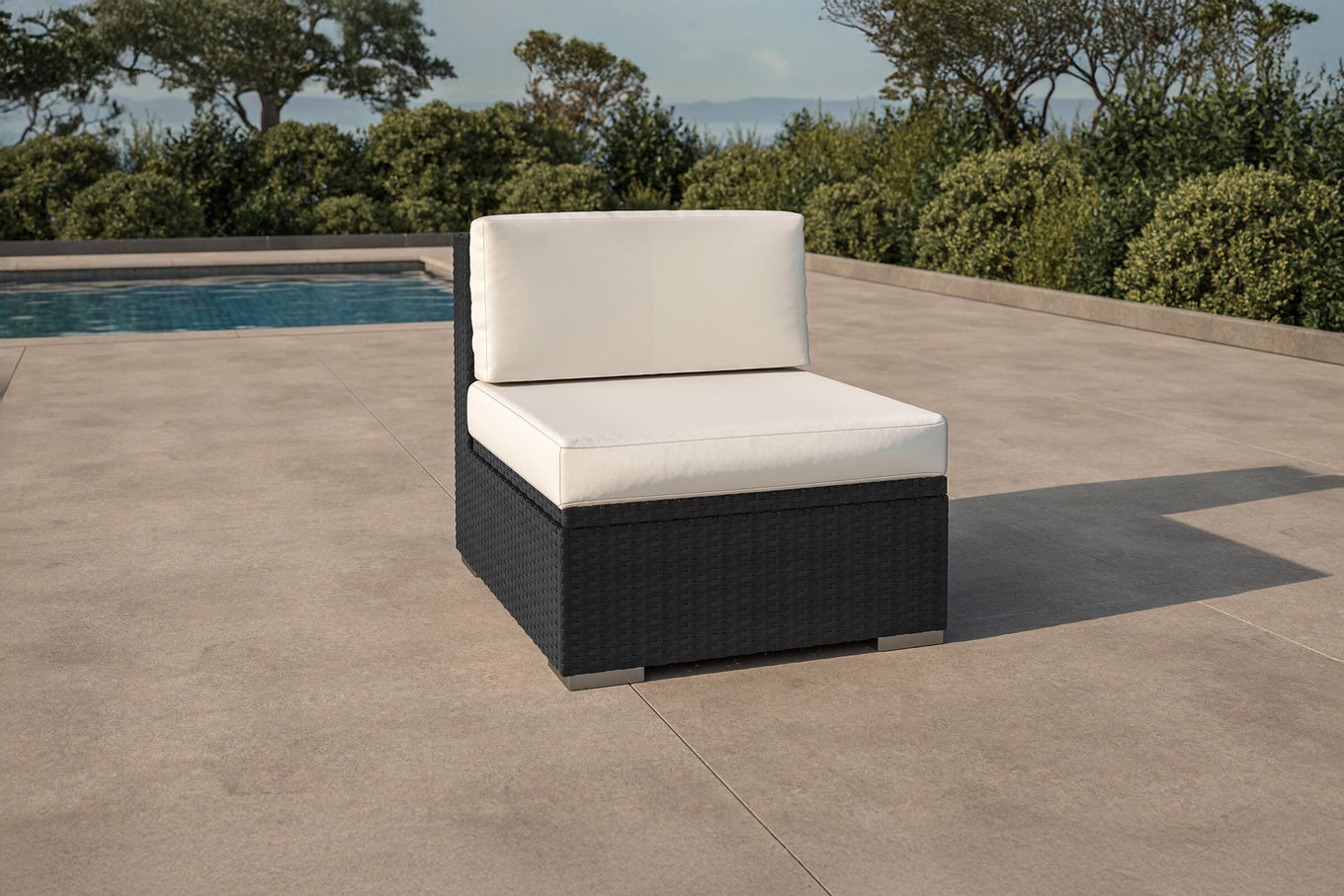 OUTFLEXX Elemento centrale, color crema/bianco, nero, polyrattan, incl. imbottitura e cuscini, box portacuscini impermeabile 2392_5_BOX__1