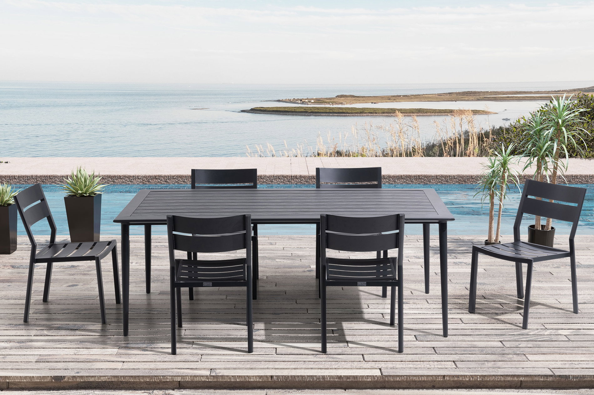 OUTFLEXX Dining-Set, antracite opaco, Alu, tavolo 200x97 cm, 6 poltrone 24120__1
