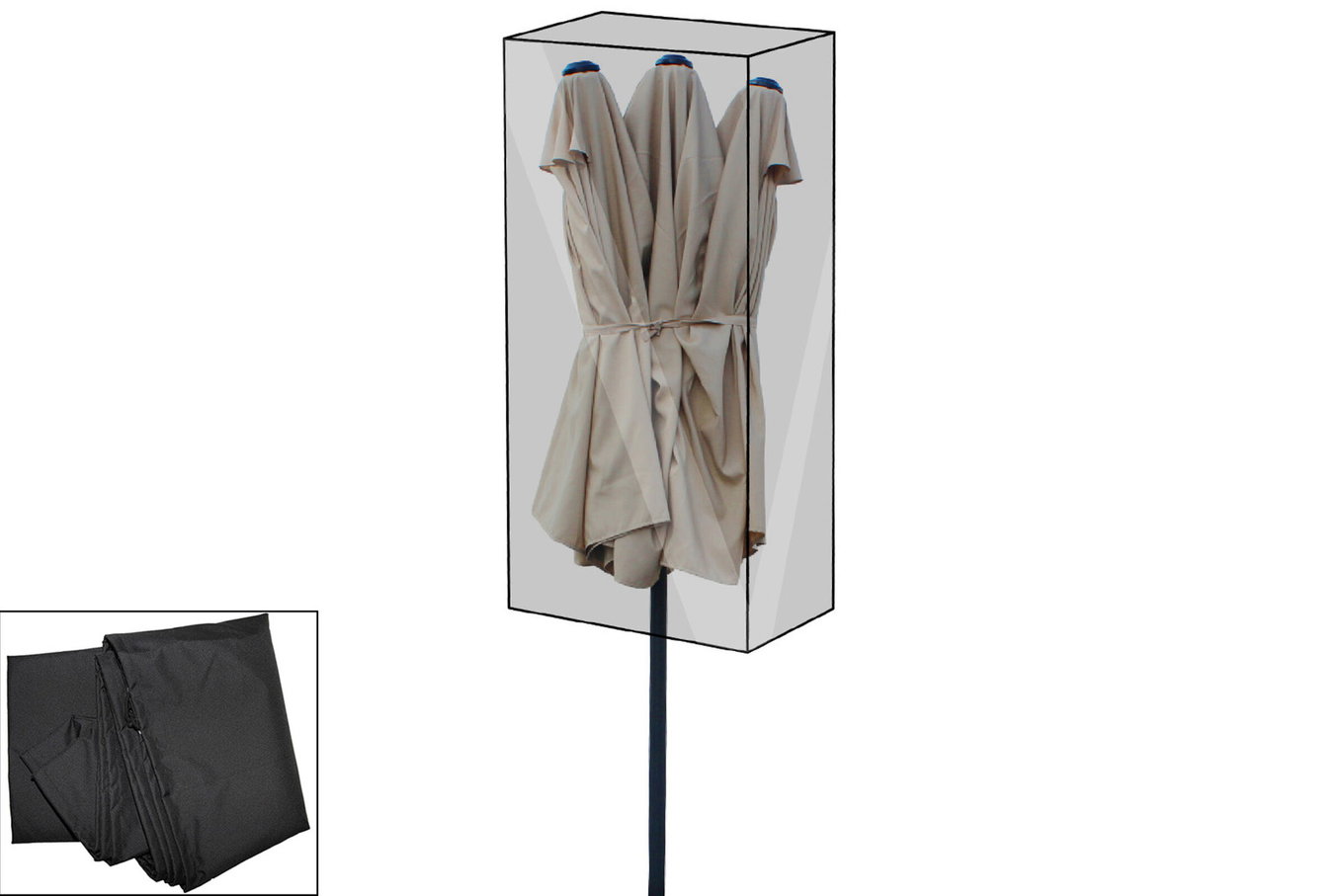 Copertura Premium OUTFLEXX per ombrellone ovale Leco, nero, resistente all'acqua, Ø67 x 157 cm 13655__1