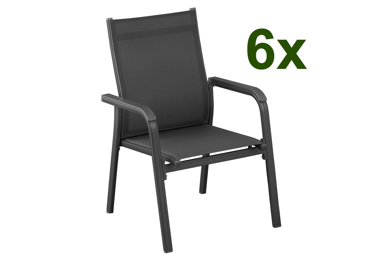 Kettler BasicPlus Set da 6 Sedie Impilabili, antracite/antracite, 0301205-7000 13700__1
