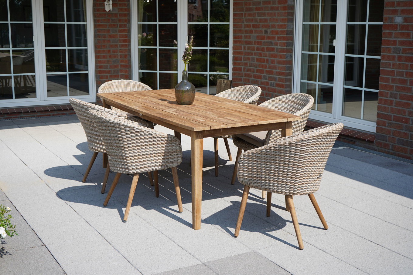 Ploß Borneo Gruppo Pranzo da Giardino, beige screziato, Polyrattan/Acacia, tavolo 180 x 90 cm, 6 Poltrone Cocktail, Prodotto certificato FSC® 22680__1