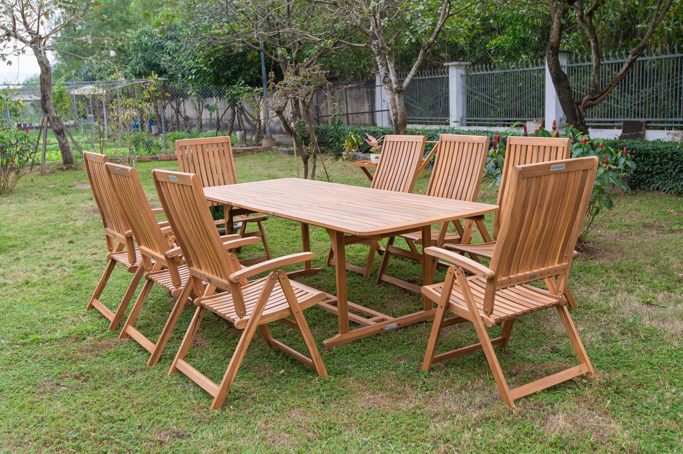 OUTFLEXX Gruppo pranzo da giardino, naturale, Acacia, Tavolo allungabile 150/200 x 90 cm, 8 Sedie pieghevoli, Prodotto certificato FSC® 22807__1