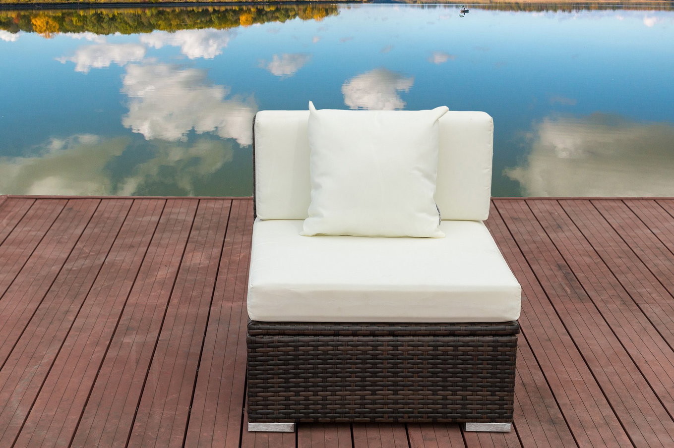 OUTFLEXX Elemento centrale, marrone marmorizzato, Polyrattan, 70 x 85 x 70 cm, contenitore cuscini impermeabile 15734_5_BOX__1