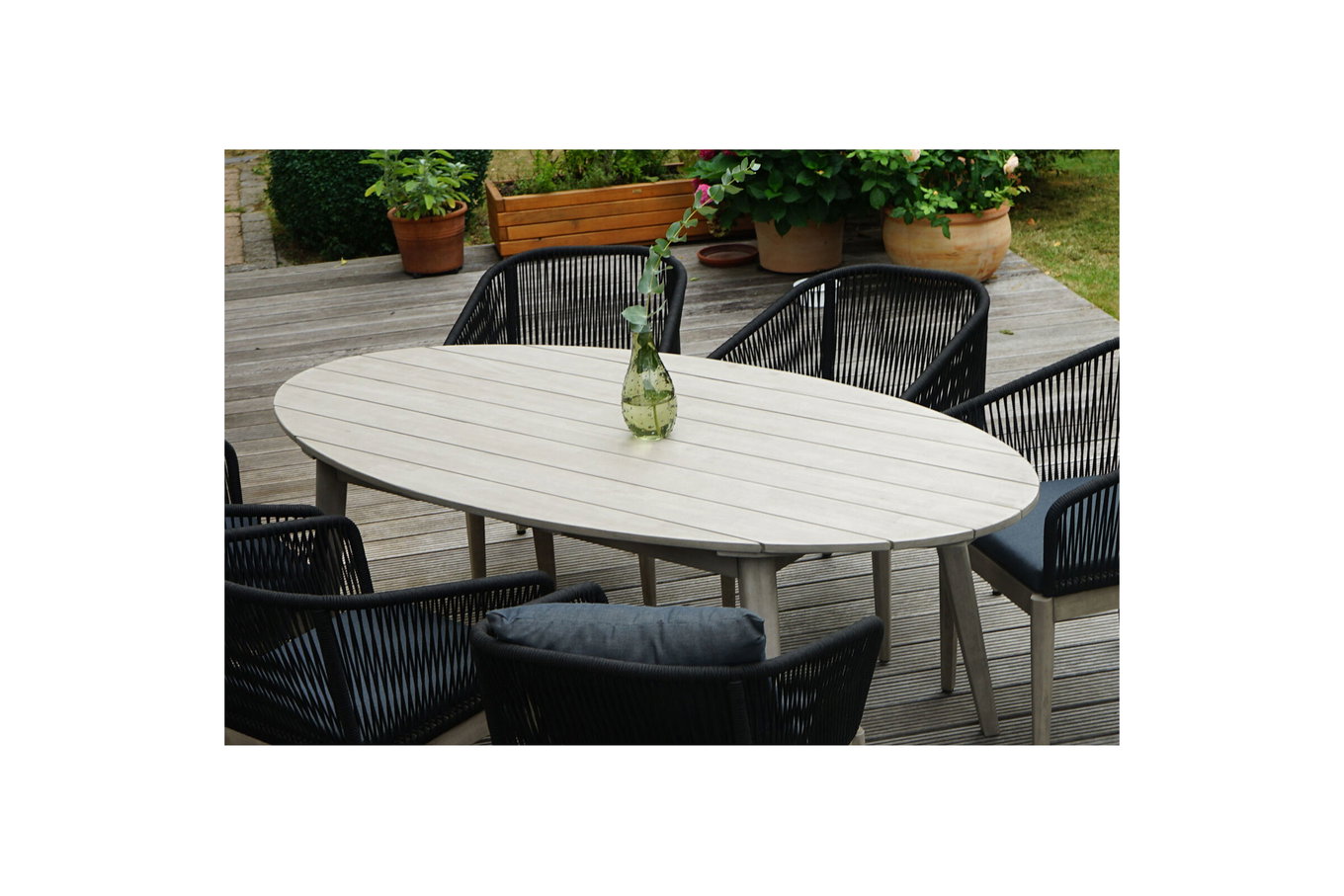 Ploß Arendal Tavolo da pranzo, grigio, acacia, 200x100cm, ovale, prodotto certificato FSC® 21641__1
