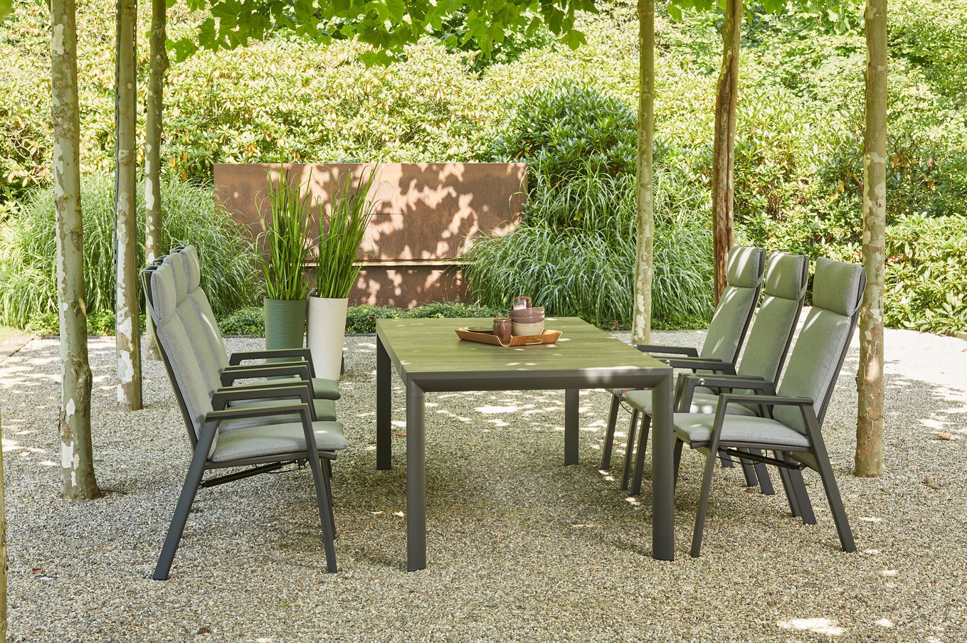 SIENA GARDEN Silva/Valencia Set da pranzo da giardino, antracite/grigio, Alu/Tessuto tecnico/Ceramica, 220 x 100cm, incl. 6 poltrone Dining, regolabile senza scatti 23826__1