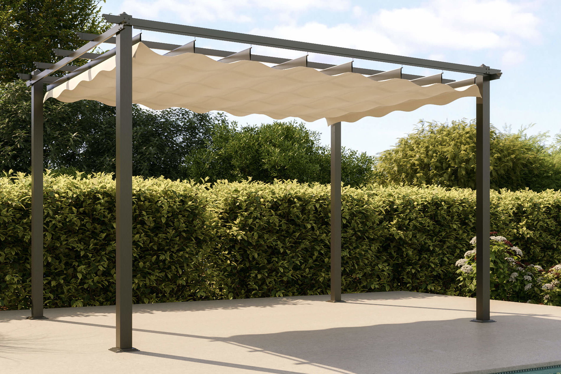 OUTFLEXX Tetto di ricambio pergola a tetto piano, crema/bianco, poliestere, 4 x 3 m, con sistema Air-Vent, resistente alle intemperie e ai raggi UV