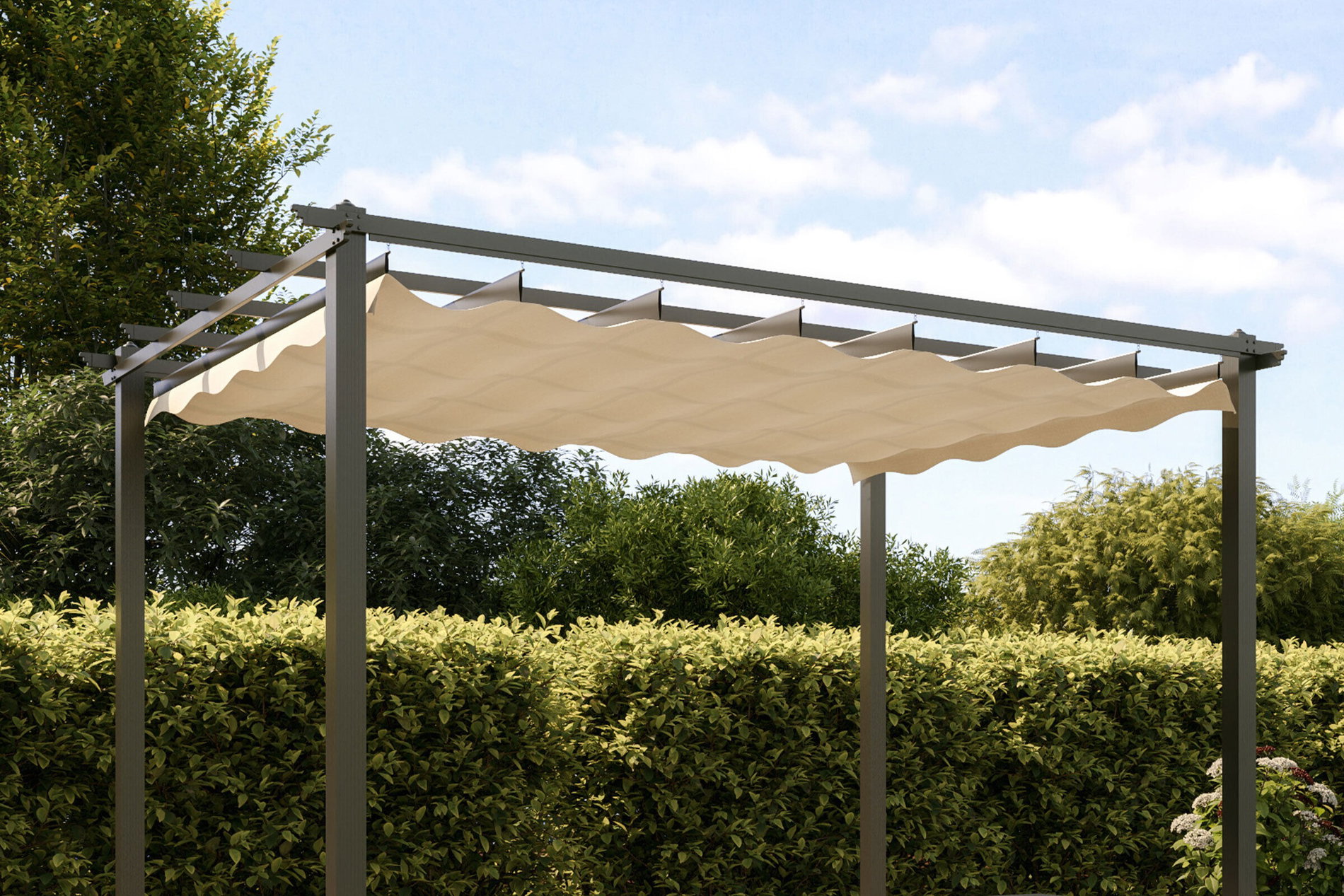 OUTFLEXX Antalya Ersatzdach für Pergola, creme, Polyester mit PA-Beschichtung und UV30+, passend für Pergola 4x4 m OUTFLEXX Antalya Ersatzdach für Pergola, creme, Polyester mit PA-Beschichtung und UV30+, passend für Pergola 4x4 m