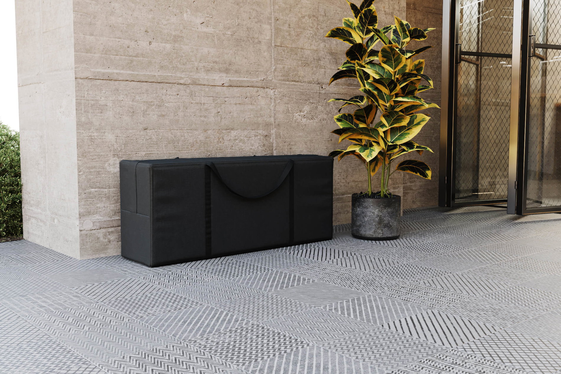 OUTFLEXX Sacca per cuscini, nero, poliestere, TPU tessuto Ripstop 420D, 125 x 32 x 50 cm