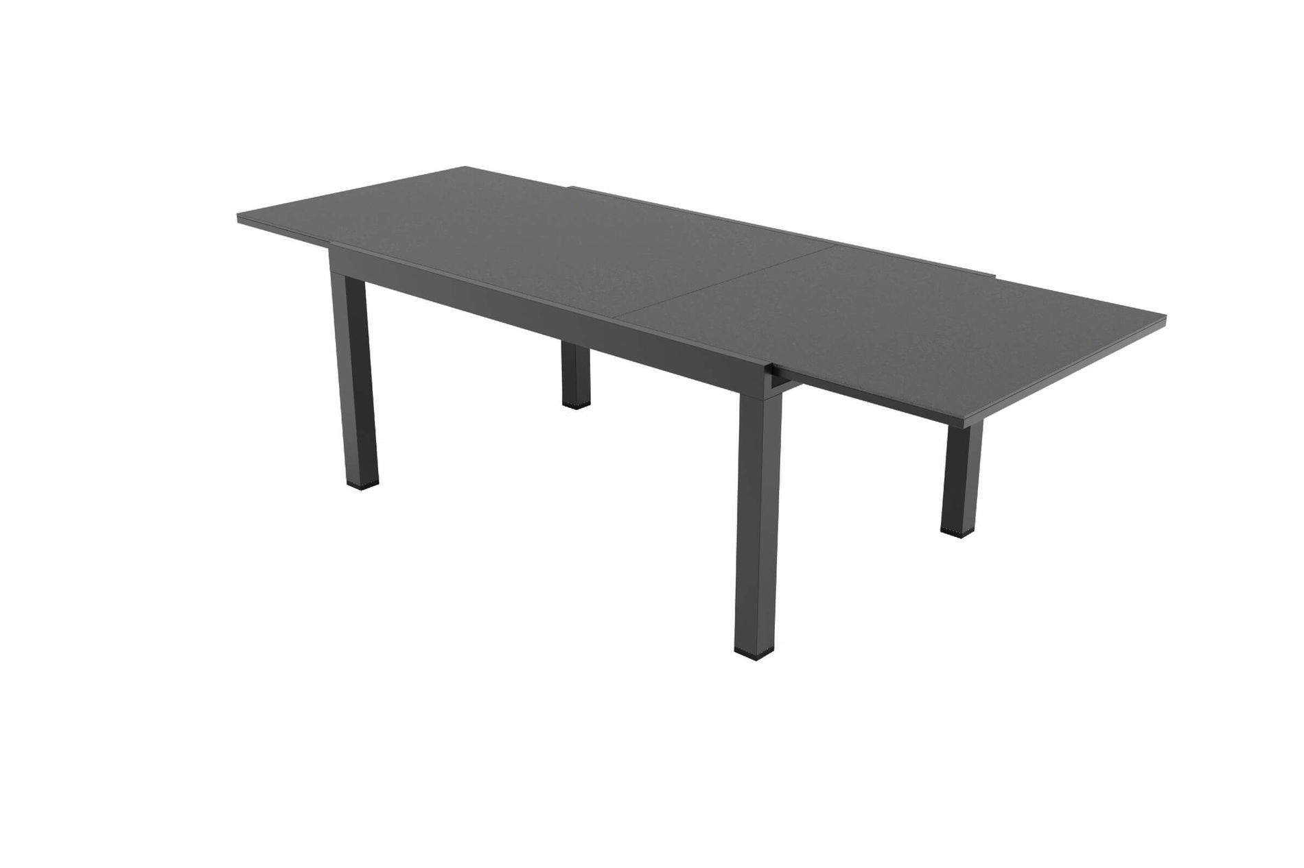 Set da pranzo da giardino OUTFLEXX Premium, antracite opaco/nero/naturale, Alu/Spraystone, tavolo 160/260 x 100 cm, 6 sedie impilabili incl. 6 cuscini