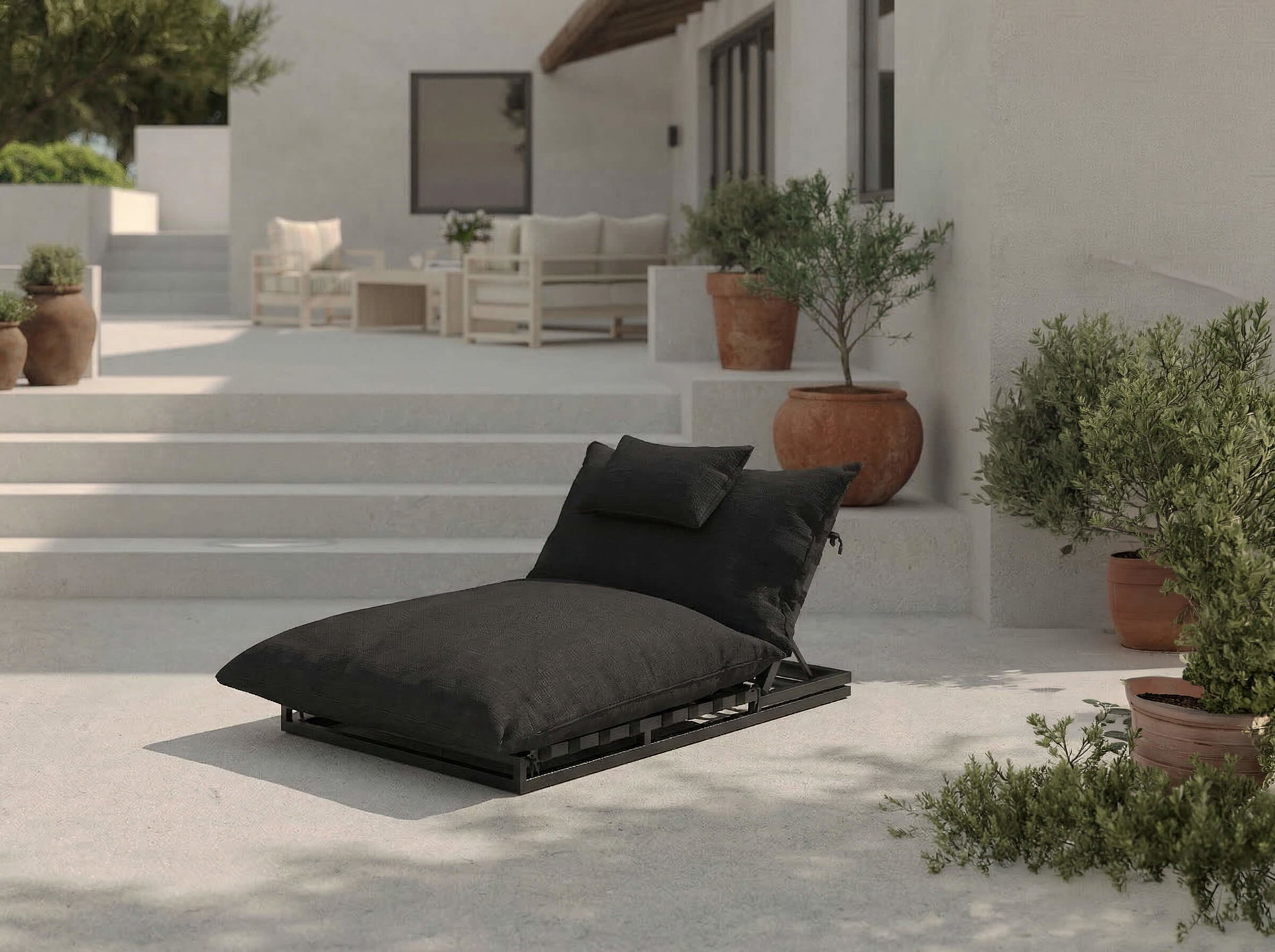 OUTFLEXX Ribe Lettino da giardino, grigio scuro/antracite, Alluminio/Poliestere, 190 x 120 cm, angolazioni regolabile, incl. cuscino e imbottitura OUTFLEXX Ribe Lettino da giardino, grigio scuro/antracite, Alluminio/Poliestere, 190 x 120 cm, angolazioni regolabile, incl. cuscino e imbottitura