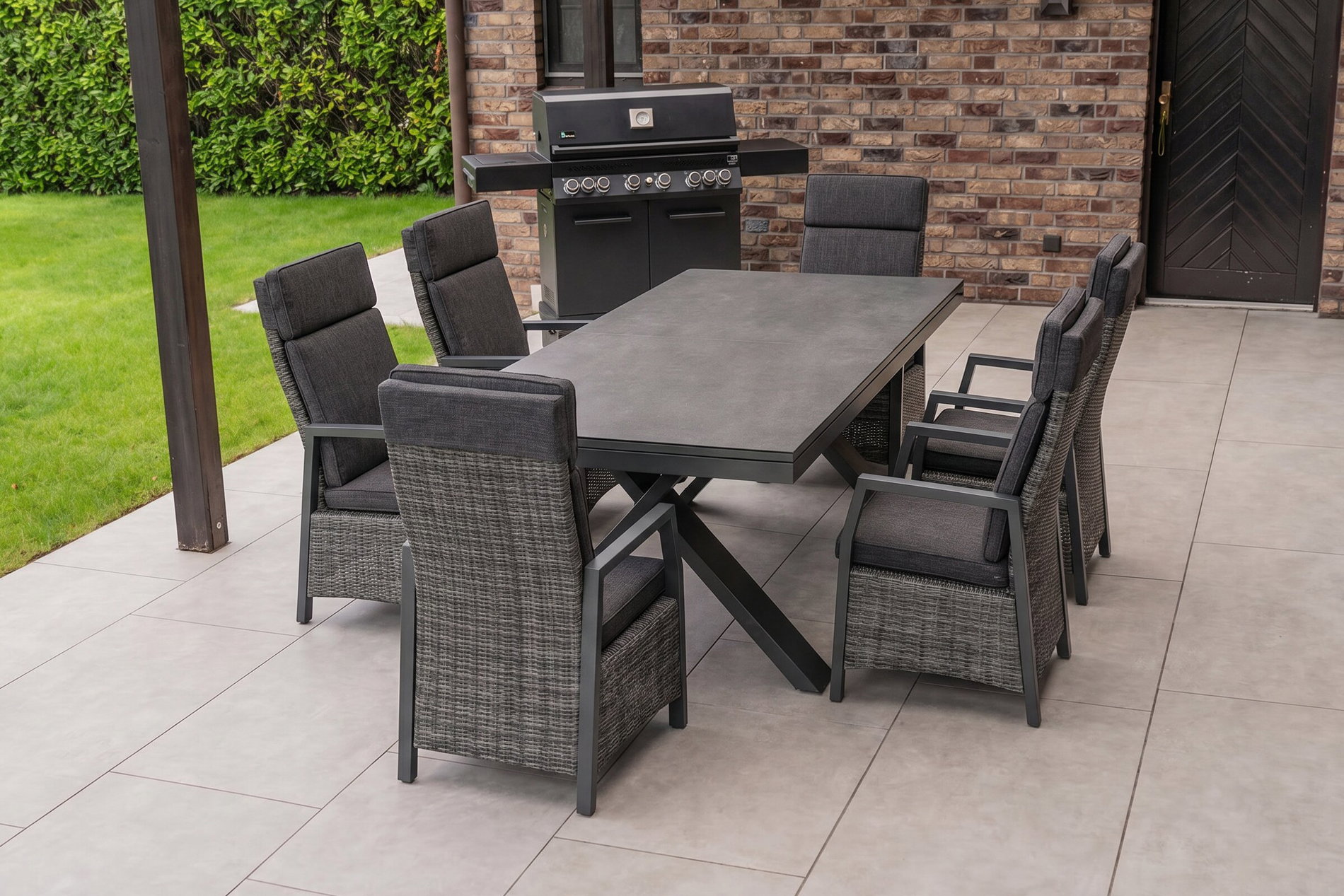 Set da pranzo da giardino Hartman Nova, 6 persone, allungabile, 220-280cm, alluminio/polyrattan/vetroceramica Set da pranzo da giardino Hartman Nova, 6 persone, allungabile, 220-280cm, alluminio/polyrattan/vetroceramica
