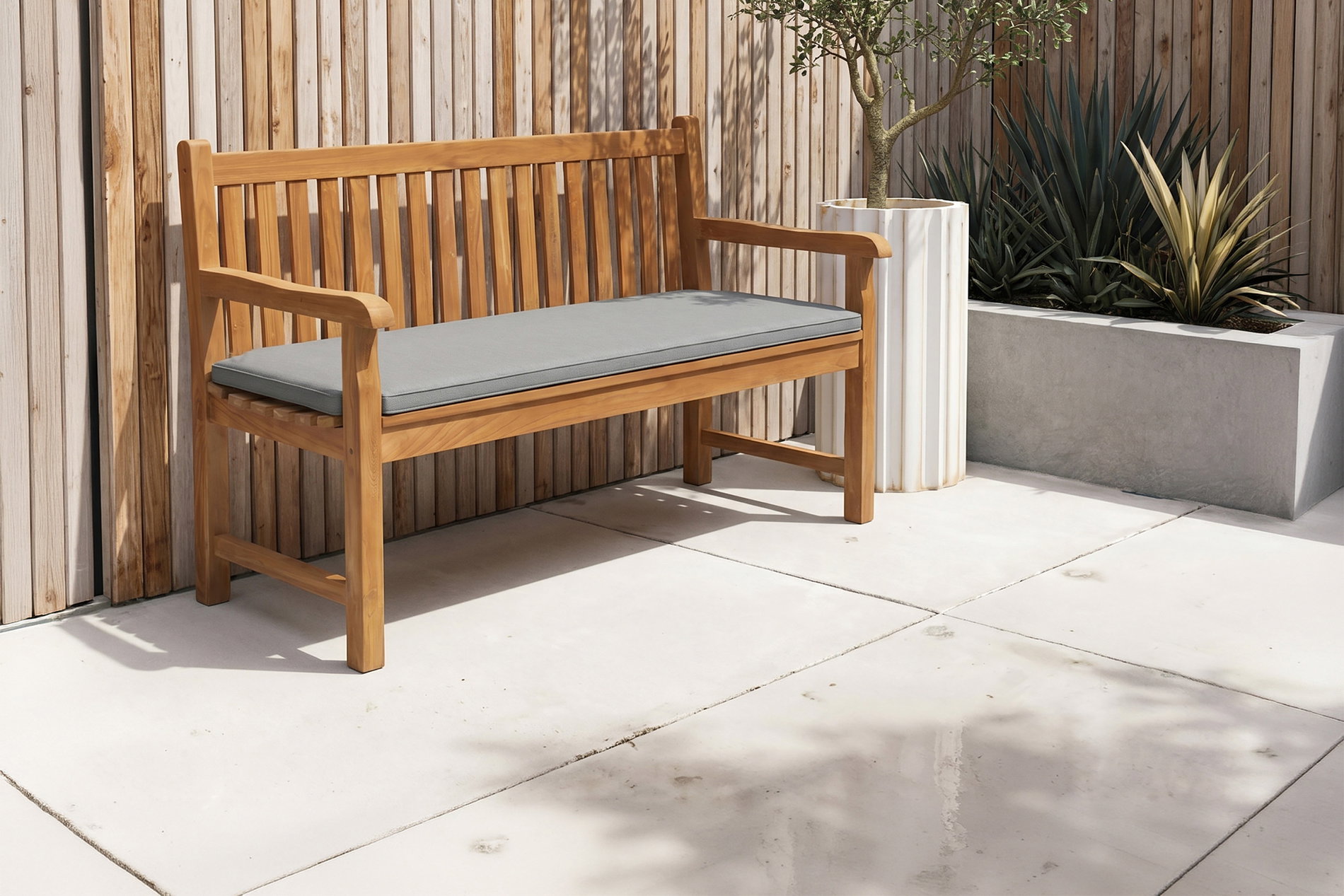 OUTFLEXX Tulare Cuscino per panca, grigio melange, 100% poliacrilico, 120 x 50 cm, spessore cuscino ca. 5 cm