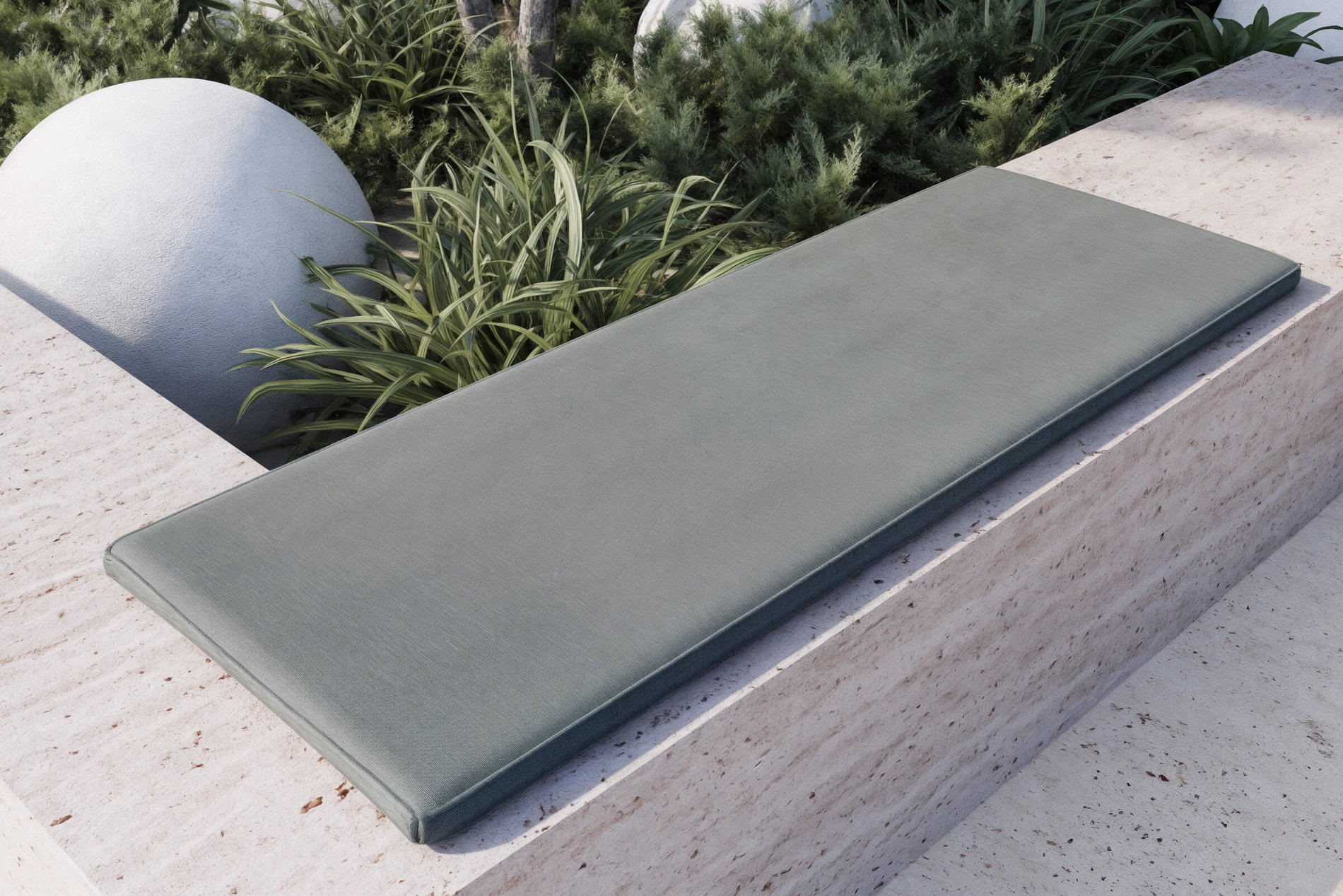 OUTFLEXX Tulare Bankauflage, grau meliert, Polyester, ca. 155 x 45 cm, Kissenstärke ca. 5 cm