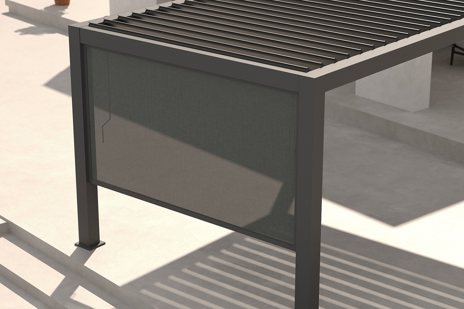 OUTFLEXX Antalya Seitenrollo, schwarz, Aluminium mit Textilene-Gewebe, 3 x 2,7 m, UV- und witterungsbeständig OUTFLEXX Antalya Seitenrollo, schwarz, Aluminium mit Textilene-Gewebe, 3 x 2,7 m, UV- und witterungsbeständig