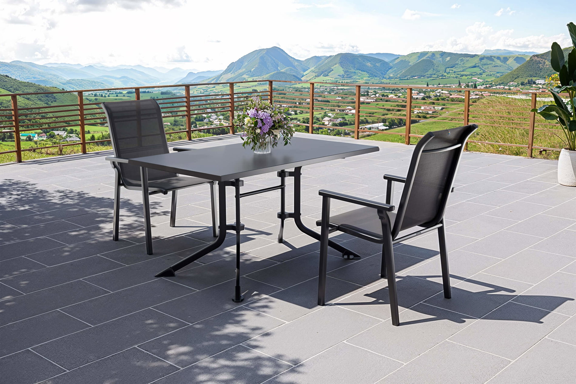 Kettler BasicPlus Pro Set da balcone, antracite, Alluminio/Textilene/Kettalux, 140 x 95 cm tavolo, 2 sedie impilabili Kettler BasicPlus Pro Set da balcone, antracite, Alluminio/Textilene/Kettalux, 140 x 95 cm tavolo, 2 sedie impilabili