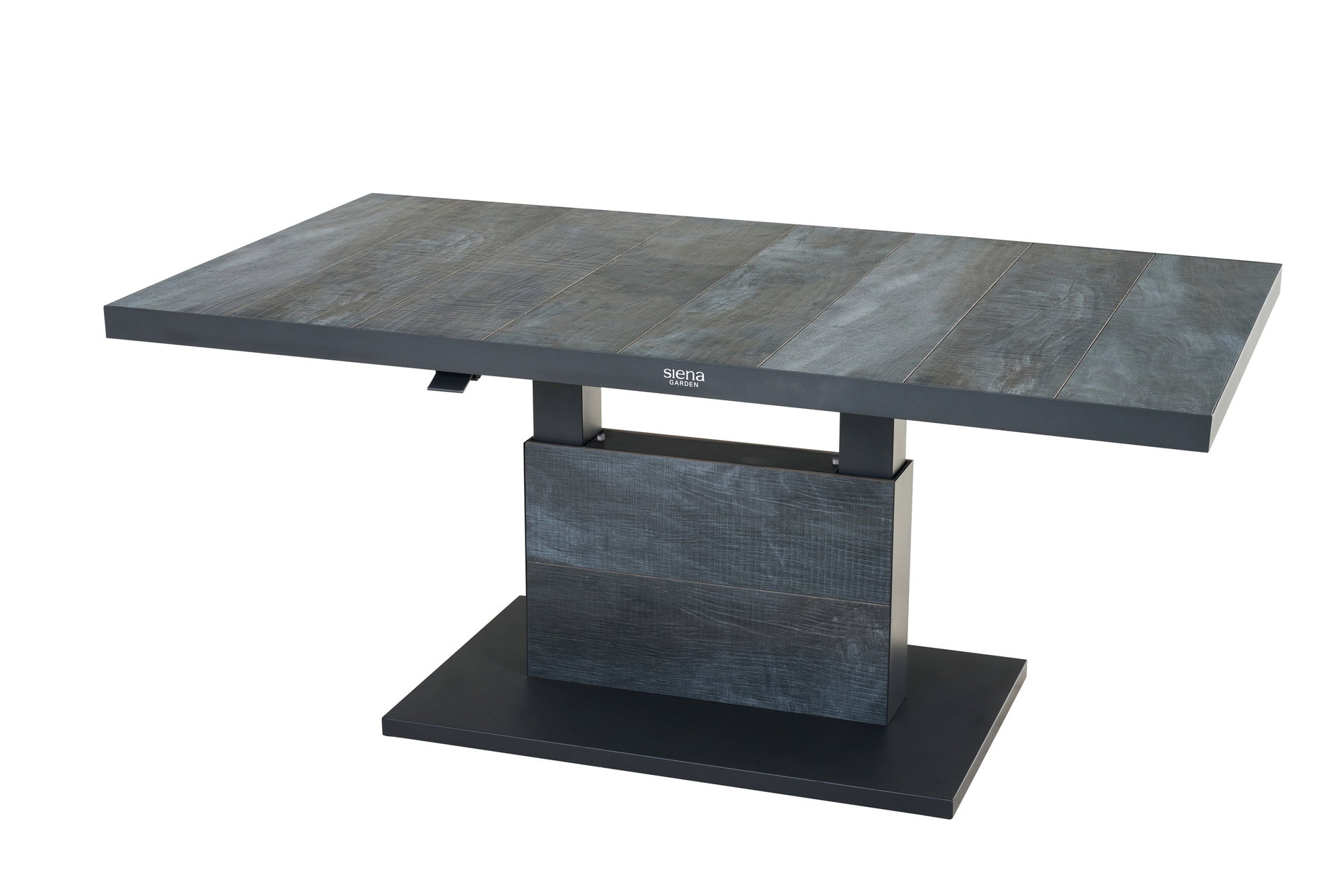 SIENA GARDEN Tavolo regolabile in altezza Talina, antracite/wood grey, alluminio e ceramica, 160 x 90 x 52-72 cm, regolabile in altezza in modo continuo, resistente ai graffi