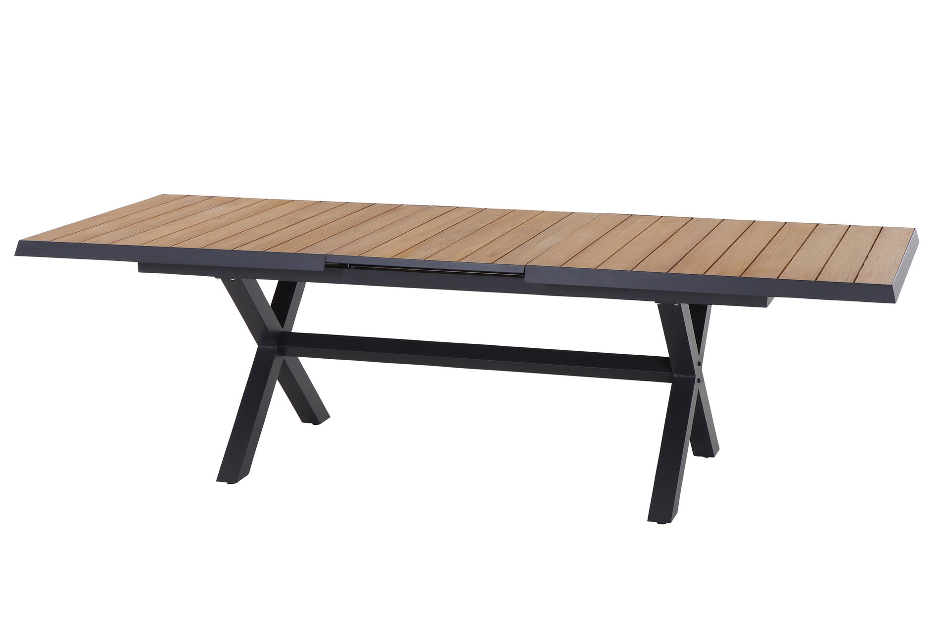 SIENA GARDEN Sincro tavolo allungabile, antracite/naturale, alluminio e teak Grade A, 200-260 x 100 x 77 cm, prodotto certificato FSC®